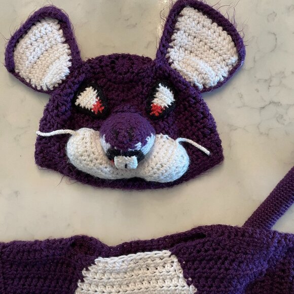 Gorgeous Pokemon Rattata Sweater / Hat Handmade Crochet Rare OOAK-Halloween - Picture 3 of 9